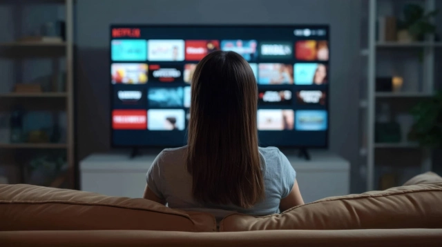 Lány nézi a tévét